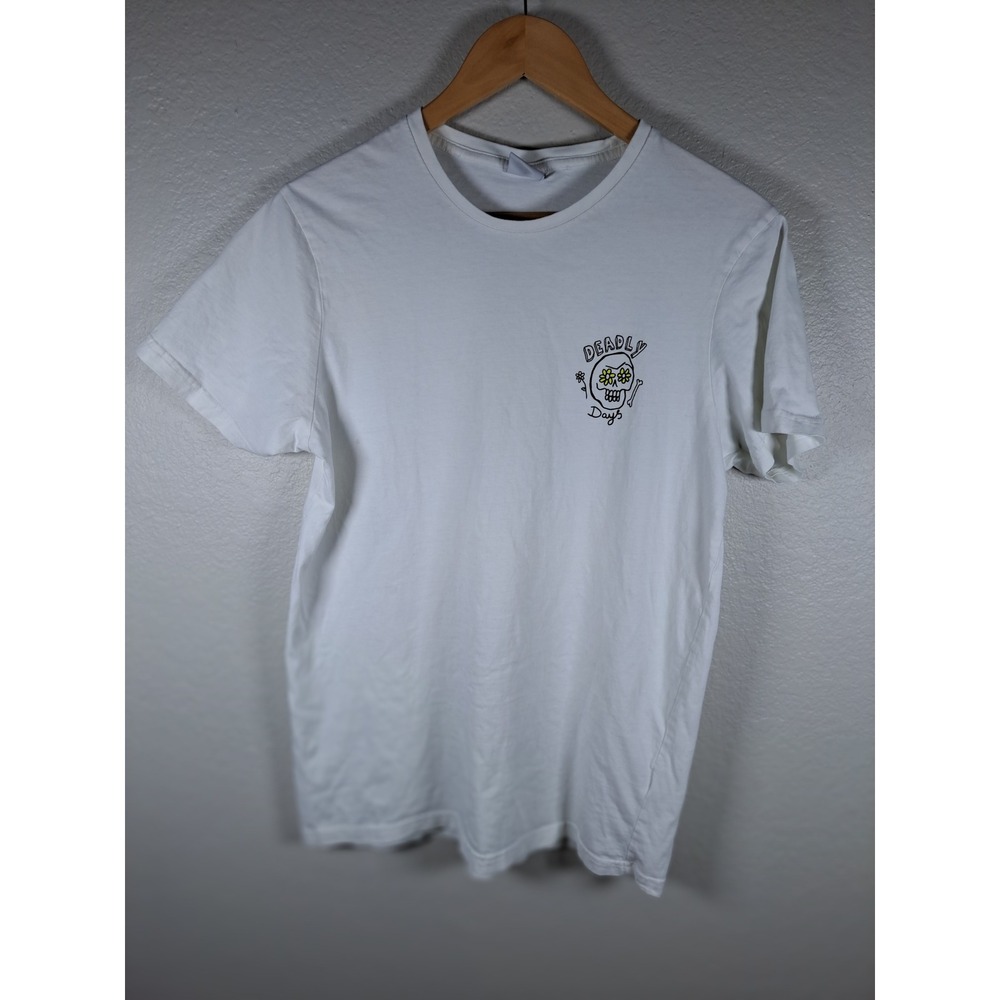 Cotton On T-Bar Mens White Deadly Days Skull Graphic T-Shirt Large